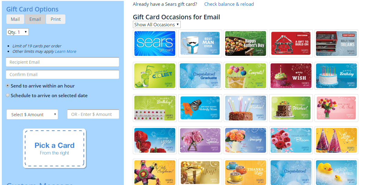 Sears Gift Card Balance